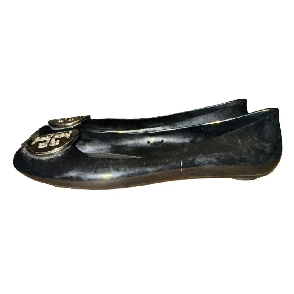 Tory Burch Reva Travel Ballet Flats Women's Size 7 Navy Blue Jelly Slip On Shoes